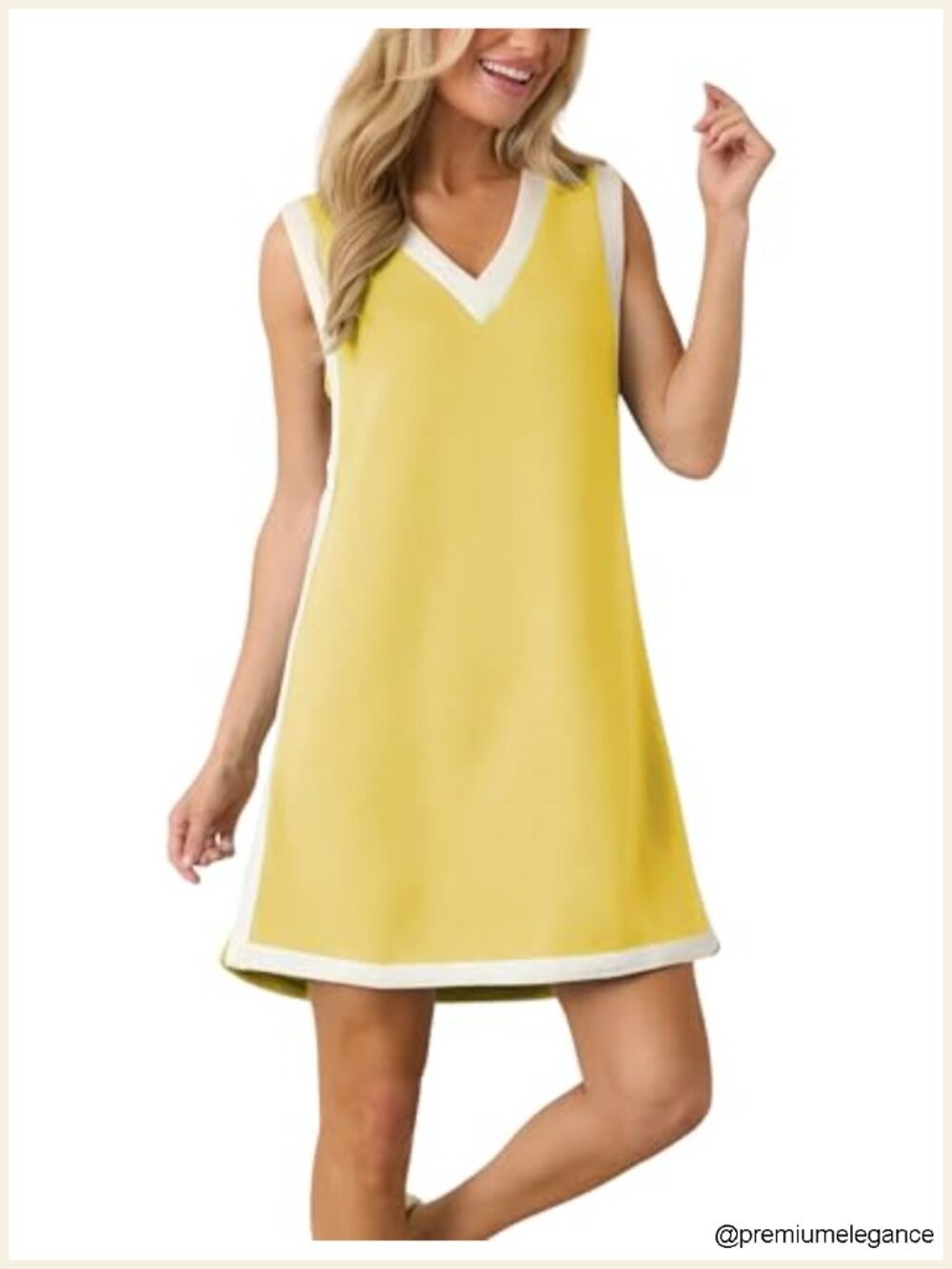 Sleeveless V-Neck Color Block Mini Dress Loose Fit Athletic Tank Dress